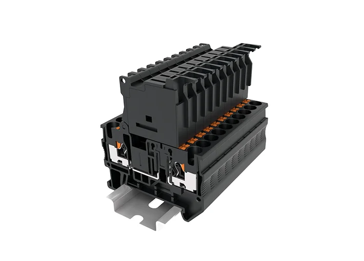 [TC4-FUSE-BK] Bornera portafusible  2 puntos de conexión 24-10AWG basculante fusible 5x20mm sin indicador