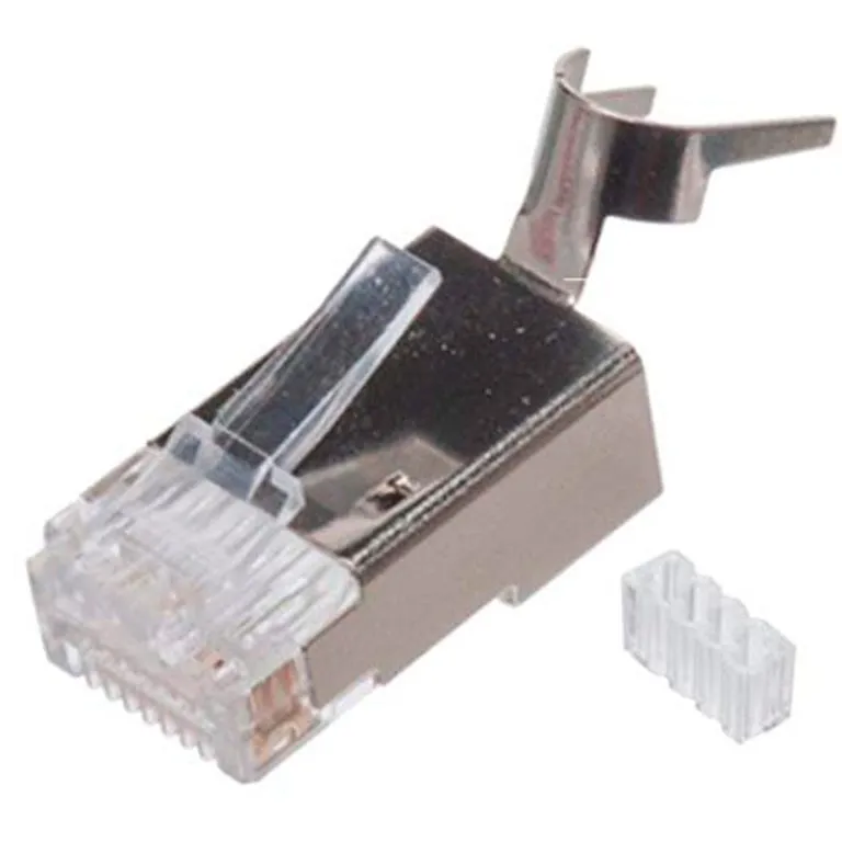 CONNECTION CONECTOR RJ-45 CAT6A MET  LICO BLINDADO 50 MICRAS CRIMPEABLE ETHERNET RJ45 FUNDA DE 100 UNIDADES
