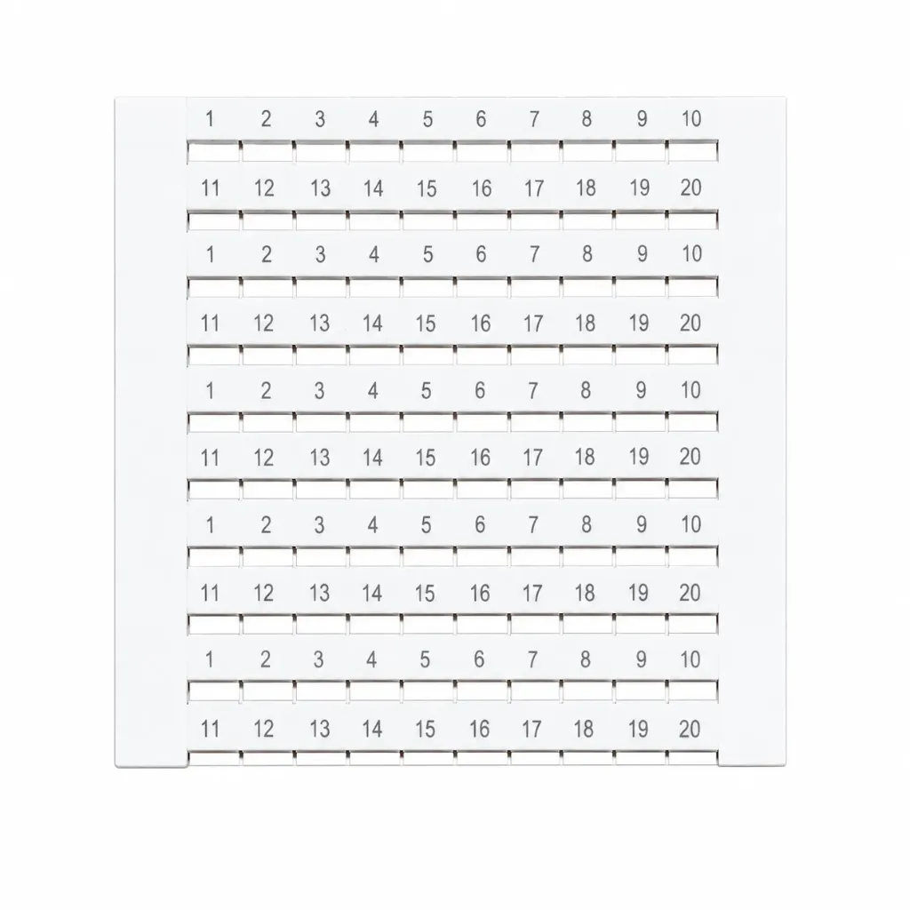 Placa de etiquetas de borneras con numeracion (100 etiquetas) Tamaño 6.2