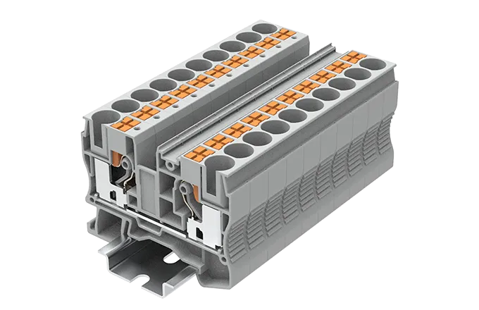 [TP10-2-GY] Bornera 2 puntos de conexión gris 20-6 AWG 60A con tecla de accionamiento SUPU