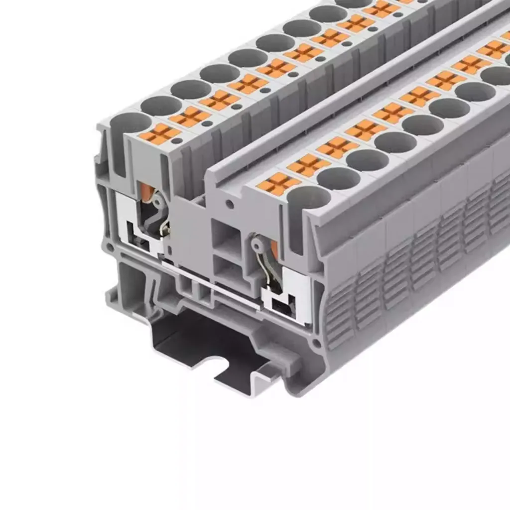 [TP2.5-2-GY] Bornera de paso 2 puntos de conexión gris 26-12AWG 24A con tecla de accionamiento SUPU