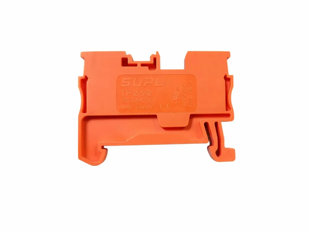 [TP2.5-2-OG] Bornera de paso 2 puntos de conexión naranja 26-12AWG 24A con tecla de accionamiento SUPU