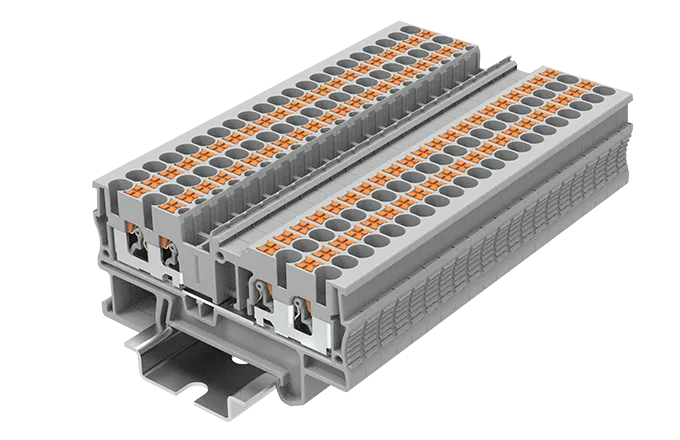 [TP2.5-4-GY] Bornera 4 puntos de conexión 26-12 AWG 20A con tecla de accionamiento