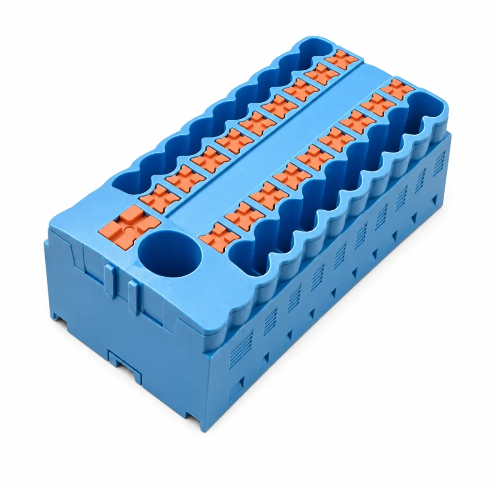 [TPA6-2.5-19-BU] Bornera de distribucion 19 puntos de conexion azul 24-14 AWG 24A con tecla de accionamiento SUPU