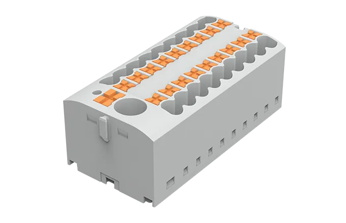 [TPA6-2.5-19-GY] Bornera de distribucion 19 puntos de conexion gris 24-14 AWG 24A con tecla de accionamiento SUPU