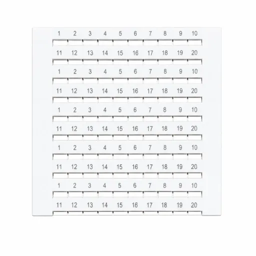 Placa de etiquetas de borneras con numeracion (100 etiquetas) Tamaño 6.2